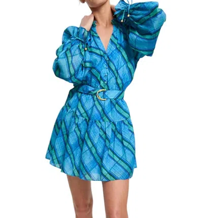 Kivari Long Sleeve Mini Dress In Oceana In Blue