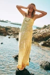 Kivari Madeline Linen Blend Strapless Maxi Dress In Yellow
