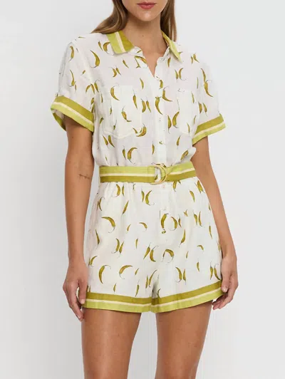 Kivari Margarita Playsuit In White/green