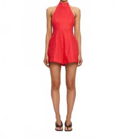 Kivari Maxine High Neck Playsuit In Red