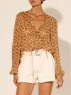 Kivari Mia Long Sleeve Blouse In Gold In Brown