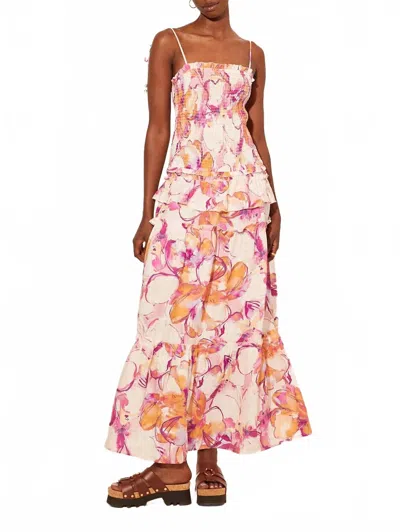 Kivari Nadia Strappy Maxi Dress In Watercolour Floral Print In Multi
