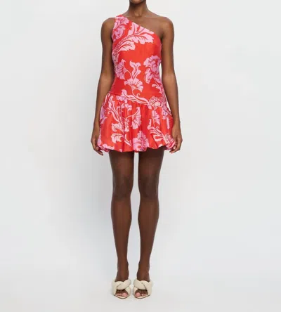 Kivari Olina One Shoulder Mini Dress In Orange/pink