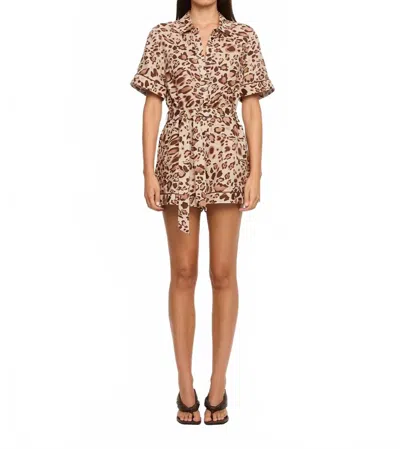 Kivari Paris Playsuit In Neutral Leopard In Multi