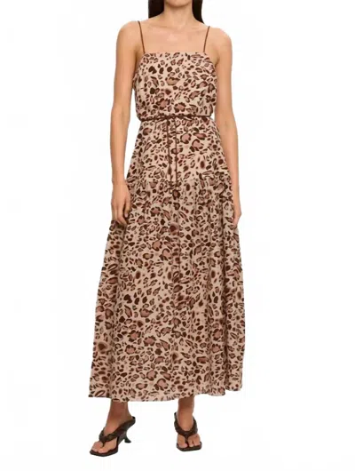 Kivari Paris Strappy Maxi Dress In Brown In Animal Print