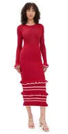 Kivari Rafaela Knit Midi Dress Red/cream In Multi