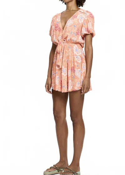 Kivari Rosa Tie Front Mini Dress In Peach In Pink