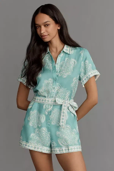 Kivari Skye Linen-blend Short Sleeve Playsuit Romper