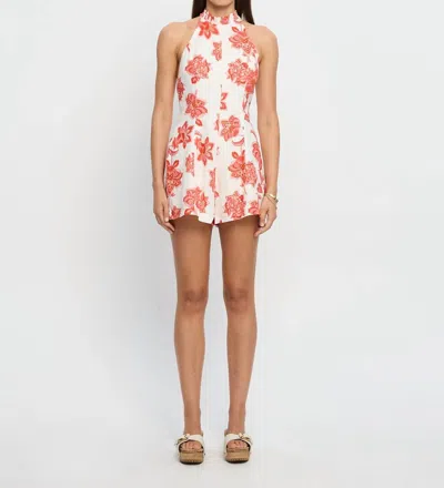 Kivari Stellar Playsuit In White/red