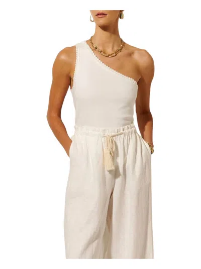 Kivari Tallulah One Shoulder Tank Top In Ivory In Beige
