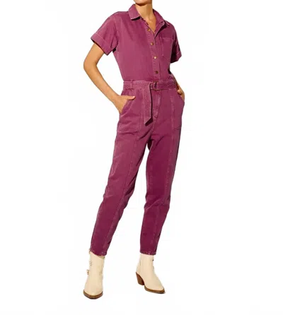 Kivari Thalia Button-through Front Boilersuit In Burgundy In Brown