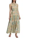Kivari Women's Behati Print Halter Maxi Dress In Green Palm