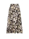 Kivari Women's Delilah Tiered Midi Skirt In Black Floral In Multi