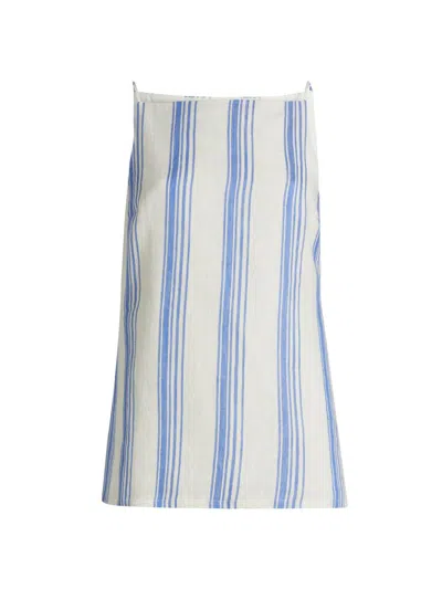 Kivari Women's Isabelle Striped Linen Boatneck Top In Blue