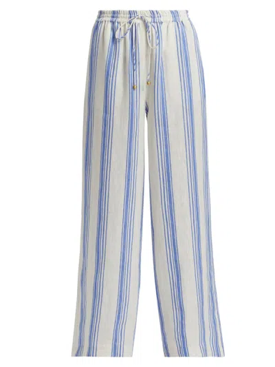 Kivari Women's Isabelle Striped Linen Pants In Blue