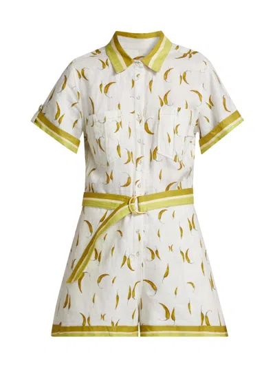 Kivari Women's Margarita Linen-cotton Playsuit In Yellow