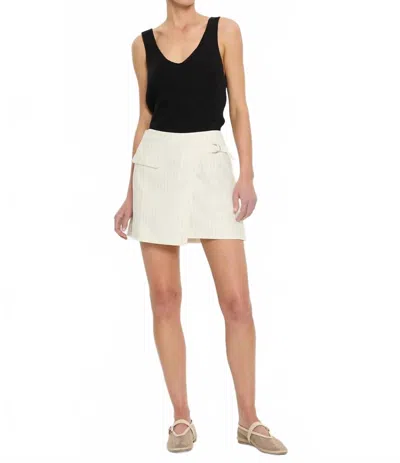 Kivari Yara Mini Skirt In White With Black Pin Stripe In Multi