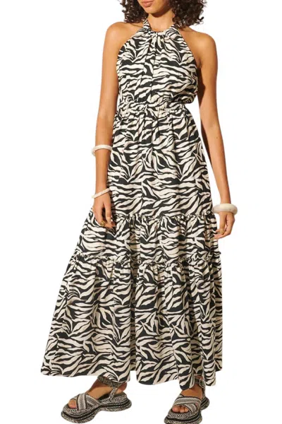 Kivari Zenya Halter Maxi Dress In Zebra In Multi