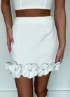 Kiwi Floral Applique Mini Skirt In Bright White In White