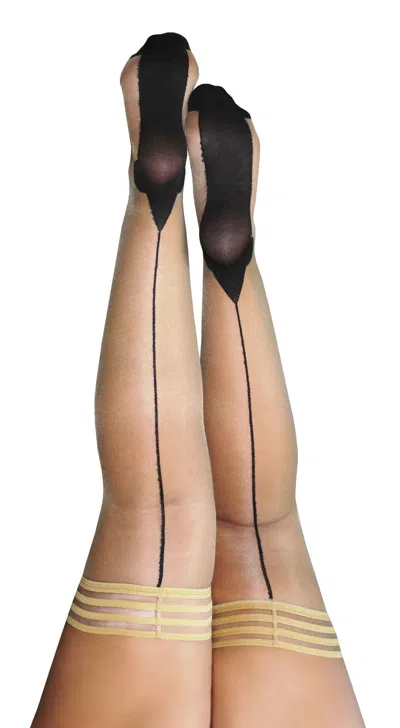 Kix’ies Ruby - Cuban Heel Thigh High - Size D - Nude In Brown