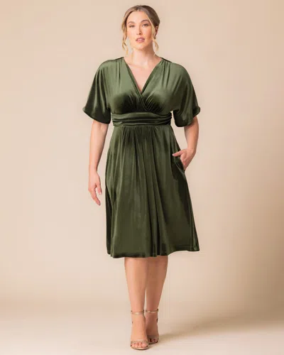 Kiyonna 13243003 Plus Size Short Velvet Cocktail Dress In Green