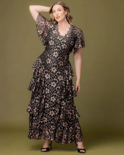 Kiyonna 13250907 Plus Size Lace Tea Length Tiered Dress In Transparent
