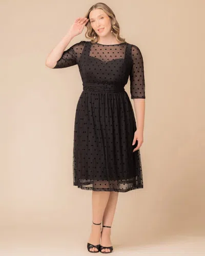 Kiyonna 13253601 Midi Cocktail Plus Size Short Dress In Black
