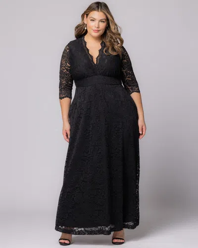 Kiyonna 14220902 Long Formal Lace Plus Size Dress In Black