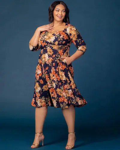 Kiyonna 17243201 Plus Size Short Floral Print Cocktail Dress In Multi