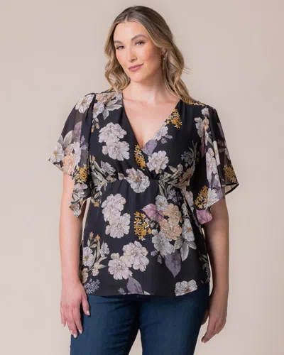 Kiyonna Seaside Serenade Top In Midnight Peony Print