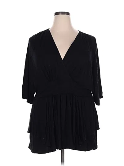 Pre-owned Kiyonna 3/4 Sleeve Blouse In Black