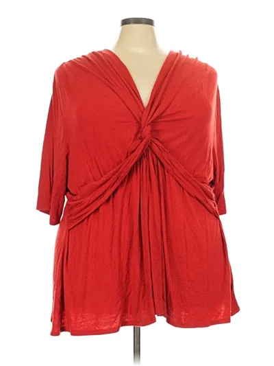 Pre-owned Kiyonna 3/4 Sleeve Blouse In Red