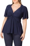Kiyonna Abby Twist Front Top In Multi