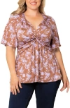 Kiyonna Abby Twist Front Top In Multi