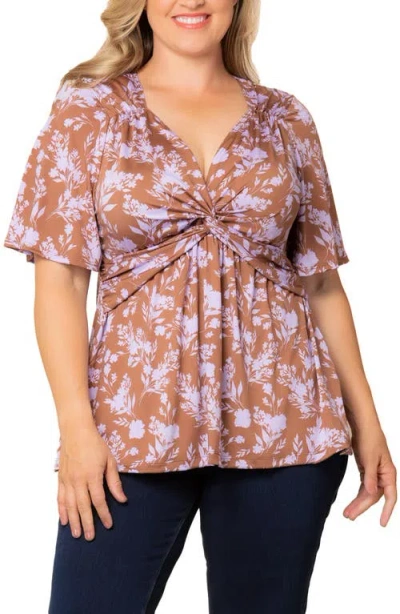Kiyonna Abby Twist Front Top In Multi