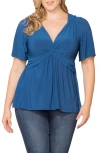 Kiyonna Abby Twist Front Top In Blue