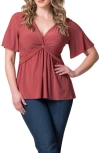 Kiyonna Abby Twist Front Top In Rosy Sunset