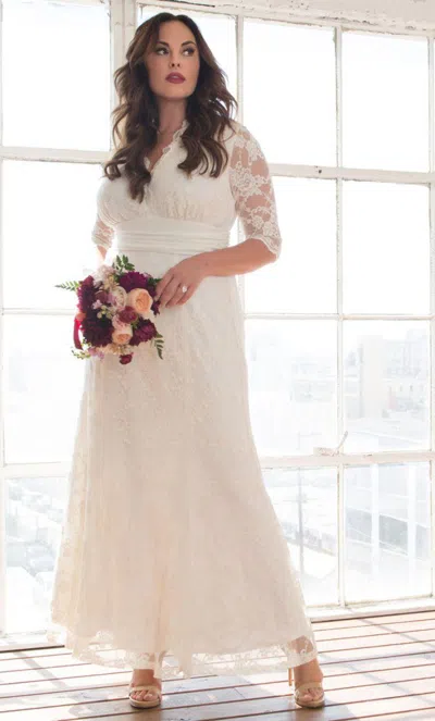 Kiyonna Amour Lace Plus Size Wedding Dress In Multi