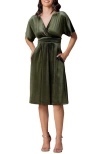Kiyonna Angelic Velvet Cocktail Dress In Olive