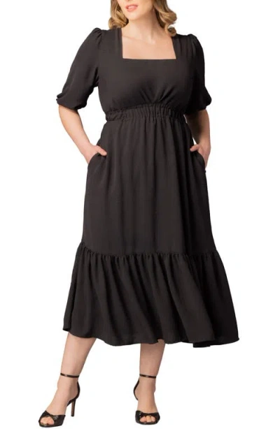 Kiyonna Bailey Square Neck Maxi Dress In Black