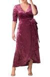 Kiyonna Cara Crushed Velvet Wrap Gown In Sugar Plum