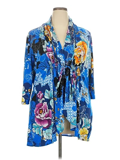 Pre-owned Kiyonna Cardigan Sweater In Blue