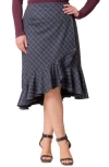 Kiyonna Carina Flounce Faux Wrap Skirt In Inkwell Plaid