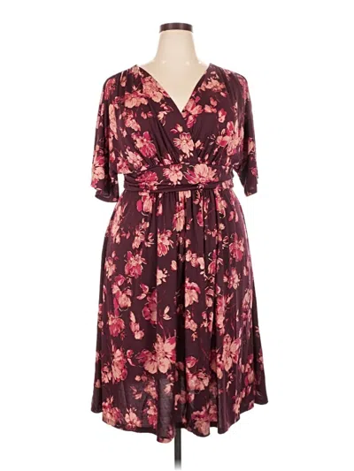Pre-owned Kiyonna Casual Dress In Burgundy