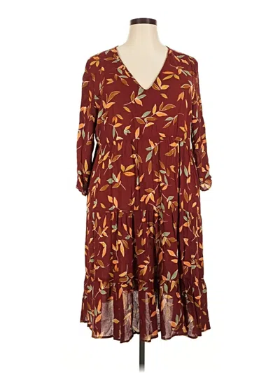 Pre-owned Kiyonna Casual Dress In Burgundy