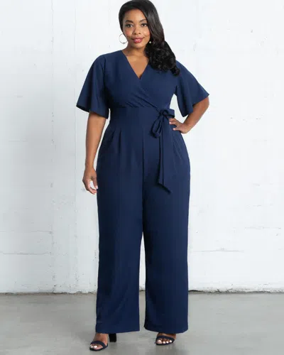 Kiyonna Charisma Crepe Jumpsuit In Blue