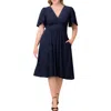 Kiyonna Crystal Cove Metallic Cocktail Dress In Blue