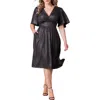 Kiyonna Crystal Cove Metallic Cocktail Dress In Silver Starlight