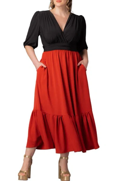Kiyonna Danica Mixed Media Dress In Red