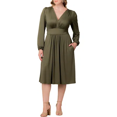 Kiyonna Diana Long Sleeve Dress In Green
